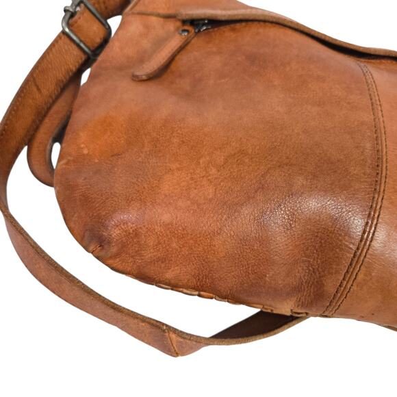 Vilenca Leather Bag Brown Woven Leather Adjustable Shoulder Curved Braided - Picture 13 of 16